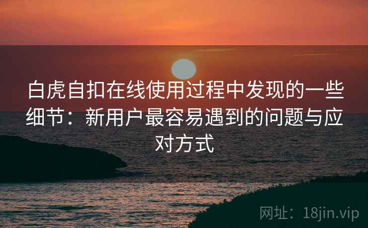 白虎自扣在线使用过程中发现的一些细节:新用户最容易遇到的问题与应对方式